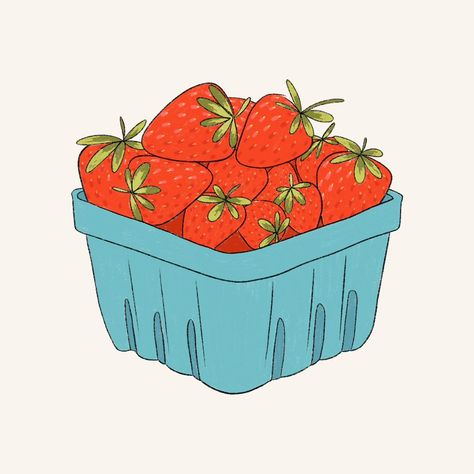 carton of strawberries for day 5! 🍓 you can find these cuties at your local farmers market, or in my redbubble shop 😉 #strawberry #farmersmarket #doodle #drawing #doodleaday #mayfullycreations Carton Of Strawberries, Farmers Market Drawing, Shopping Doodle, Farmers Market Illustration, Farmer Illustration, Strawberry Pictures, Strawberry Illustration, Strawberry Drawing, Bible School Crafts