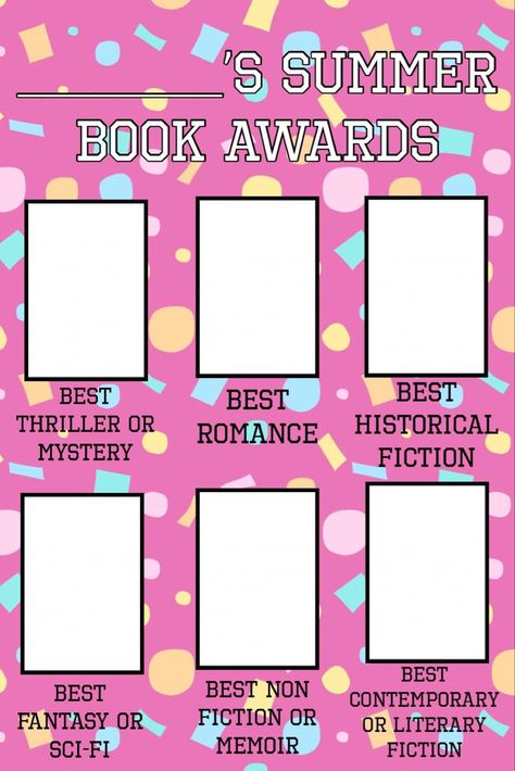 Blue Bookmark, Award Template, Award Ideas, Summer Book, Summer Books, Contemporary Fiction, Book Awards, Reading Journal, Historical Romance