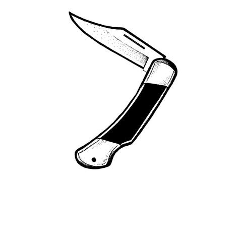 Trade Tattoo Ideas, Western Knife Tattoo, Swiss Knife Tattoo, Folding Knife Tattoo, Pocket Knife Drawing, Pocket Knife Tattoo Ideas, Switchblade Drawing, Knife Doodle, Pocket Knife Tattoo