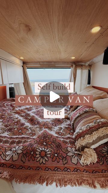 Camper van self-build | Travel adventures on Instagram: "Finally, here’s Tillie. 🚐🩵  Introducing our 30 second self-build camper van tour. ✨  We still have some things we want to do inside the van, so she’s not 100% complete just yet (is your van ever complete? 🙈) but we’re SO proud of how she’s looking.  Some of our favorite features are definitely the overhead projector and hidden projector screen (featuring @lostintransit_lit !), fold-down tables, the little step up to our bed (required!!) and the last minute dog-gate we installed - a godsend! 🐾🙏🏼  We love Tillie. 🫶🏻✨  #vantour #campervantour #selfbuildcamper #selfbuildcampervan #selfbuildcampervanuk #campervanselfbuild #renaultboxercamper #vanlife #veganvanlife #vegantravel #campervanadventures" Hidden Projector Screen, Self Build Campervan, Hidden Projector, Van Tour, Overhead Projector, Camper Interior Design, Van Build, Camper Interior, Dog Gate