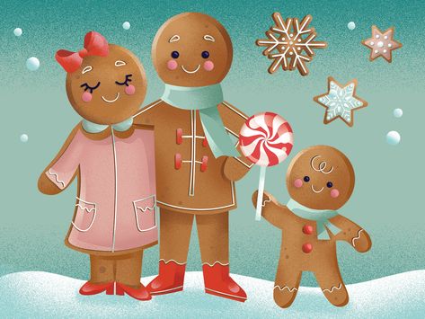 Gingerbread Family Painting, Sandy Claws, Gingerbread Family, All Things Gingerbread, Gingerbread People, Family Painting, Paint Night, Stitch Ideas, Family Illustration