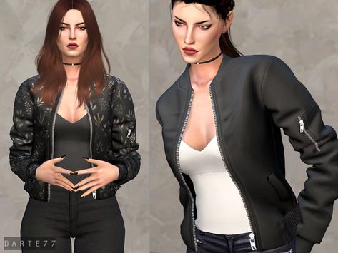 Darte77's Bomber Jacket (Tank Top) Detective Outfit, Steampunk Jacket, Sims4 Clothes, Clothes For Kids, Sims 4 Cas, Aviator Jackets, Sims 4 Cc Finds, Sims 4 Clothing, Sims Mods