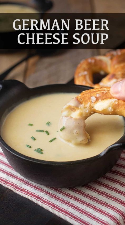 Beer Cheese Soup Vegetarian, Beer And Cheese Soup, Oktoberfest Beer Cheese Soup, Cheese Soups Recipes, German Beer Cheese Soup, Beer Soup Recipes, Cheesy Beer Soup, Pretzel Soup, German Winter Food