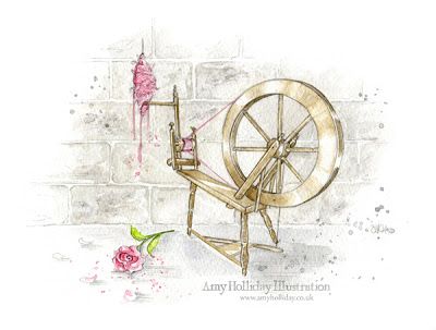 The Spinning Wheel and the Pinkish Red Rose from Sleeping Beauty illustration Spinning Wheel Illustration, Sleeping Beauty Spinning Wheel, Sleeping Beauty Story, Original Sleeping Beauty, Sleeping Beauty Illustration, Wheel Illustration, The Princess And The Pea, The Ugly Duckling, Wheel Craft