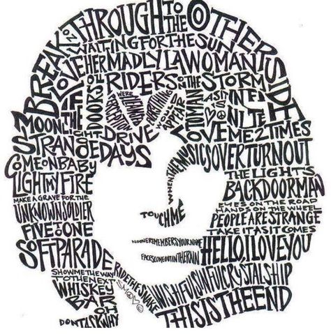 Jim Morrison Word Portrait, Jim Morrison, The Doors, Vintage Style, Doors, Black And White, White, Black