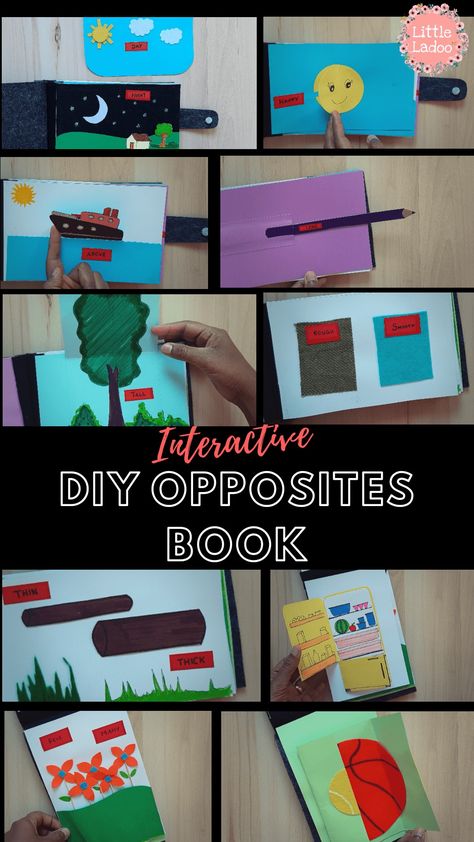 Opposite Words For Kids, Opposites For Kids, Opposites Preschool, Interactive Pages, Interactive Books For Kids, Preschool First Day, Babysitting Ideas, Esl Kids, Storytime Crafts