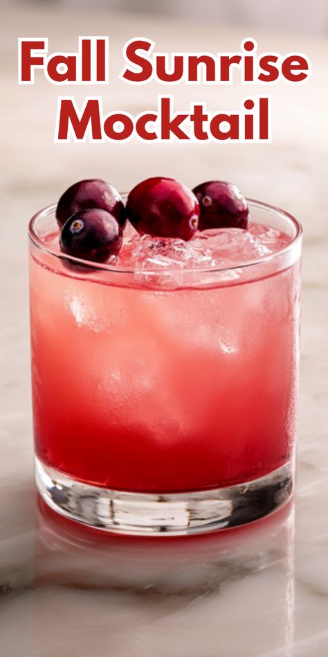 Fall Sunrise Mocktail Cherry Juice Mocktail Recipe, Apple Cider Mocktail Non Alcoholic, Sunrise Mocktail, Christmas Mocktail Recipes, Christmas Mocktail, Christmas Drinks Nonalcoholic, Nice Drinks, Fall Sunrise, Refreshing Mocktail