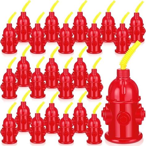 Amazon.com: Panitay 24 Pcs 10oz Straw Fire Hydrant Cups with Lids Plastic Firefighter Patrol Party Favors Reusable Red Fire Truck Cup Decoration for Firefighter Kids Birthday Party Supplies : Toys & Games Firefighter Cups, Cup Decoration, Fireman Party, Firefighter Party, Toy Fire Trucks, Patrol Party, Decoration Birthday, 4th Birthday Parties