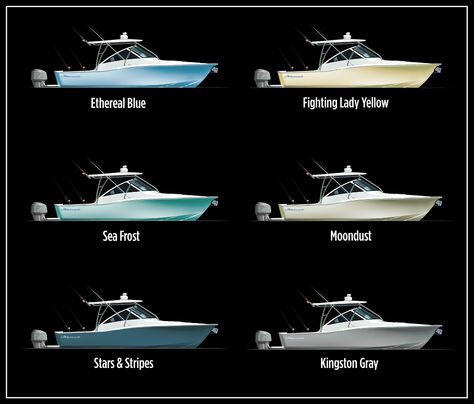 Hull Colors — Albemarle Boats Boat Colors Ideas, Albemarle Boats, Hull Kingston Rovers, Sailboat Hull Colors, Hunter 40 Sailboat, Islander 36 Sailboat, Yamaha Outboard Boat Motors, Yellow Sea, Sailboat Living