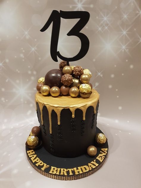 25 Birthday Decorations, 13th Birthday Boys, Black And Gold Birthday, Happy Anniversary Cakes, 13 Birthday Cake, Happy 13th Birthday, Boy Cake, 13th Birthday Parties, Delicacy Food