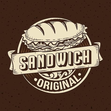 Sandwich Logo Design, Deli Logo, Sandwich Logo, Sandwich Station, Vintage Sandwich, Chalk Menu, Burger Logo, Sub Sandwich, Food Illustration Design