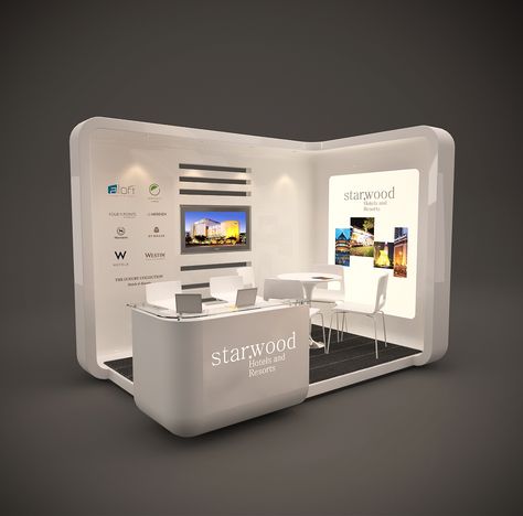 Starwood hotels on Behance Small Booth Design, Small Booth, Expo Stand, Stand Feria, Trade Show Design, Exhibition Stall Design, Event Booth, Trade Show Booth Design, Exhibition Stall