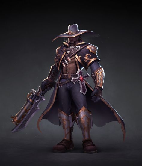 ArtStation - Demon Hunter, X ZHOU Fantasy Classes, Character Classes, Witch Hunter, Weird West, Character Styles, Warriors Illustration, Fantasy Wizard, Dnd Ideas, Arte Dc Comics