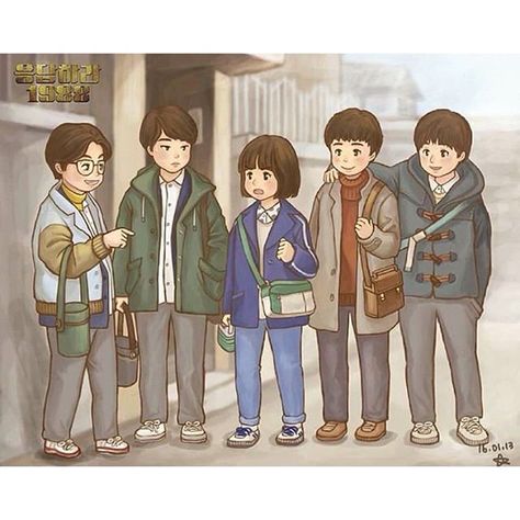 Cartoon Wallpaper For Laptop, Kdrama Cartoon, Korean Country, Kdrama Anime, Shin Won Ho, Kdrama Fanart, Wallpaper For Laptop, Reply 1988, Answer Me