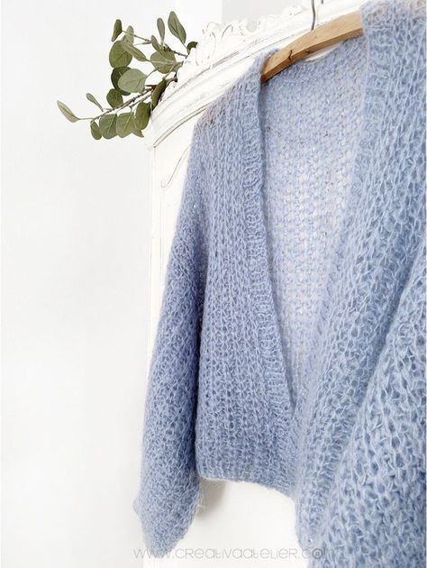 Knitted Mohair Cardigan – CLOUD CARDI – Pattern and tutorial Mohair Sweater Pattern, Gilet Mohair, Bind Off Knitting, Mohair Sweater Knit, Ladies Cardigan Knitting Patterns, Crochet Free Patterns, Pull Mohair, Cloud Light, Knit Clothing