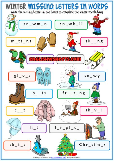 English Activities Preschool, English Word Games, Preschool Homework, Seasons Worksheets, Kids Worksheet, Missing Letters, Vocabulary Exercises, English Language Course, English Activities For Kids