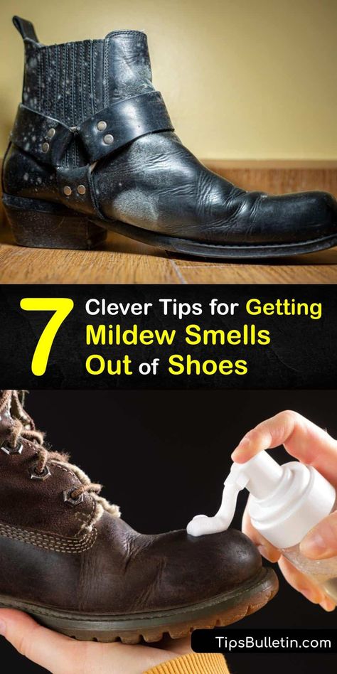 Learn how to get a musty smell out of shoes using various home remedies. A smelly shoe is often the result of mold spores and mildew growth - it’s easy to eliminate a bad smell with white vinegar, baking soda, and other common household products. #remove #mildew #smell #shoes Shoe Odor Remover, Mold Smell, Stinky Shoes, Diy Household Cleaners, Smelly Shoes, Mold Spores, Kitty Litter, Cleaning House, Cleaning Techniques