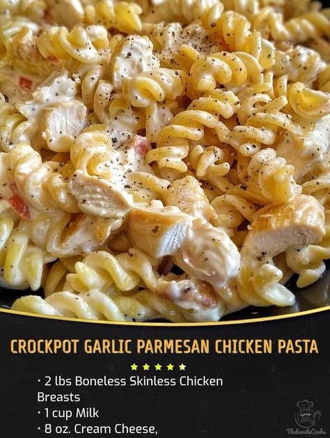 Paolina Kitchen Crockpot Garlic Parmesan Chicken Pasta, Crockpot Garlic Parmesan Chicken, Firehouse Meals, Chicken Pasta Sauce, Garlic Chicken Crockpot, Parmesan Garlic Sauce, Parmesan Wing Sauce, Garlic Parmesan Chicken Pasta, Parmesan Chicken Pasta