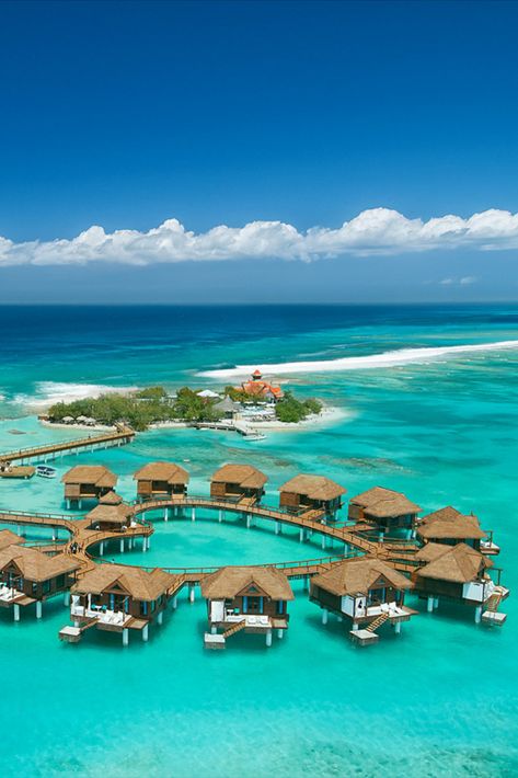 Sandals Royal Caribbean over water bungalows in the shape of a heart with private island . The Carribean Islands, Over Water Bungalow, Water Bungalow, Private Island Resort, Caribbean Resort, Exotic Beaches, Dream Vacations Destinations, Caribbean Vacations, Luxury Resorts