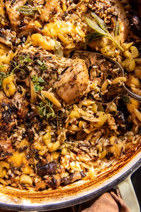 Chicken Wild Rice, Half Baked Harvest Recipes, Chicken And Wild Rice, Herb Roasted Chicken, Chicken With Olives, Oven Roasted Chicken, Herb Chicken, Harvest Recipes, Half Baked