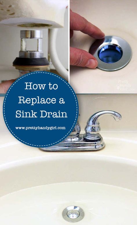 Yes, you can replace a sink drain with this easy-to-follow tutorial from Pretty Handy Girl! | DIY plumbing tutorial #prettyhandygirl #plumbingfixes #DIYtutorial Replace Bathroom Sink, Bathroom Sink Plumbing, Under Sink Plumbing, Shower Plumbing, Plumbing Pipe Furniture, Tile Repair, Bathroom Drain, Bathroom Sink Drain, Diy Plumbing