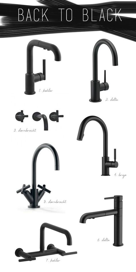 KITCHEN TREND :: BLACK VS. BRASS | coco+kelley | Bloglovin’ Black Faucets, Bath Trends, Black Faucet, Black Kitchen Faucets, Bad Inspiration, Decor Ikea, Decor Baie, Casa Exterior, Kitchen And Bath Design