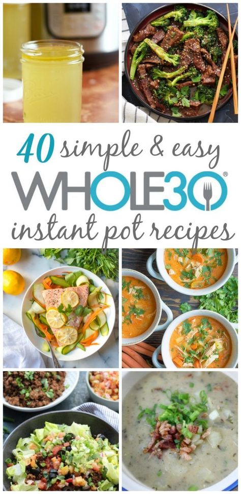 40 Whole30 instant pot recipes so you cook Whole30 recipes while spending less time actually cooking. Whole30 instant pot recipes that are easy meal prep, quick clean up, and family friendly healthy recipes. Includes Whole30 and Paleo instant pot chicken, soups, beef, Whole30 instant pot side dishes, and more for all the Whole30 recipes you'll need. #whole30instantpot #paleoinstantpot #whole30dinnerrecipes #whole30instantpotchicken via @paleobailey Easy Whole 30, Instant Pot Side Dishes, Whole30 Instant Pot, Paleo Instant Pot, Chicken Soups, Whole30 Dinner Recipes, Pot Recipes Healthy, Whole 30 Diet, Healthy Instant Pot Recipes