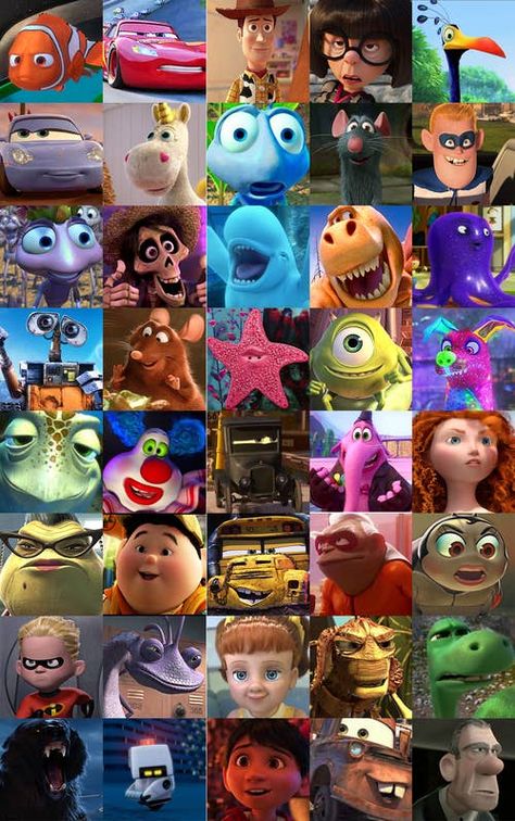 2 Disney Characters Together, 4 Disney Characters Together, 3 Cartoon Best Friends Disney, Disney Character Collage, Disney Cartoon Movie Posters, All Pixar Movies, Character Makeup, Disney Collage, Disney Colors