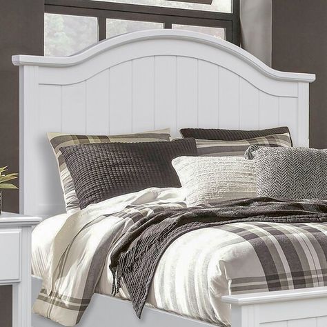 White Wood Headboard, Arched Headboard, Solid Wood Bed, Wood Headboard, Bedroom Headboard, Panel Headboard, Wood Beds, White Paneling, Panel Bed