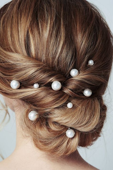 Bridal Updo With Pearl Pins, Updo Ponytail, Bridal Hairpins, Pearl Pins, Bridal Hair Pins Pearl, Veil Hairstyles, Pearl Pin, Pearl Hair Pins, Bridal Updo