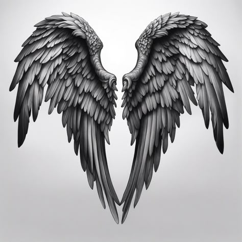 Evil Angel Wings Tattoo, Realistic Angel Wings, Canadian Flag Tattoo, One Winged Angel, Wings Tattoo Design, Christus Tattoo, Stippling Tattoo, Dark Angel Wings, Alas Tattoo