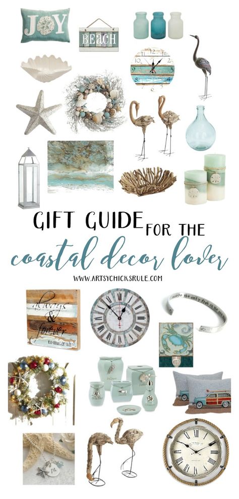 LOVE all of these!! Great gift ideas for the coastal decor lover artsychicksrule.com Beach House Decor Coastal Style, Decor Marin, Deco Marine, Coastal Farmhouse Decor, Coastal Living Rooms, Beachy Decor, Coastal Bedrooms, Beach House Interior, Beach Gifts