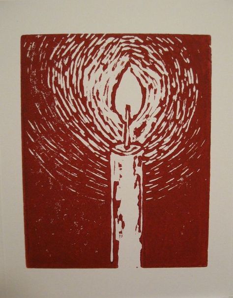 Linoleum Printmaking, Woodcut Art, Relief Printmaking, Candle Images, Print Christmas Card, Linoleum Print, Linoleum Block Printing, Linocut Printmaking, Lino Art