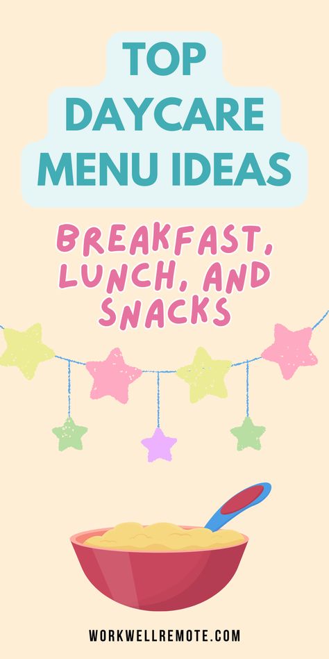 Need quick and healthy lunch options? These Daycare Lunch Recipes are perfect for busy daycare providers! From No Cook Daycare Lunch ideas to Bulk Daycare Meals, ensure your kids are happy and full! 🥙🍏 Bulk Daycare Meals, Lunch Ideas For Daycare Kids, Cacfp Lunch Ideas, Daycare Lunch Menu Ideas, Daycare Food Menu Meal Planning, Daycare Lunch Ideas For Toddlers, Toddler Meals For Daycare, Daycare Meal Plan, Daycare Lunch Menu