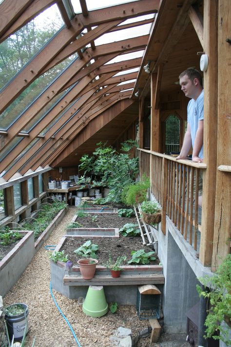 Earthship Home, Thermal Mass, Plants Growing, Permaculture Design, Greenhouse Plans, Cob House, Earth Homes, Garden Greenhouse, The Greenhouse