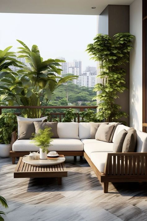 Relaxing Outdoor Spaces, Pretty Interiors, House Balcony, Home Design Interior, Small Balcony Design, Fry Recipes, Patio Inspiration, Luxury Garden, Interior Design Concepts