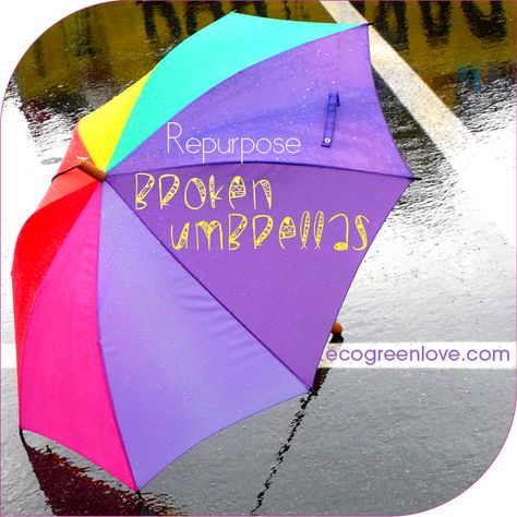 Reusing old broken Umbrellas | ecogreenlove -- #upcycle #upcycling #reuse #repurpose #diy Old Umbrella Upcycle, Umbrella Repurposed Ideas, Old Umbrella Ideas Diy, Upcycle Umbrella, Broken Umbrella, Repurpose Diy, Upcycle Crafts, Ladies Umbrella, Recycling Projects