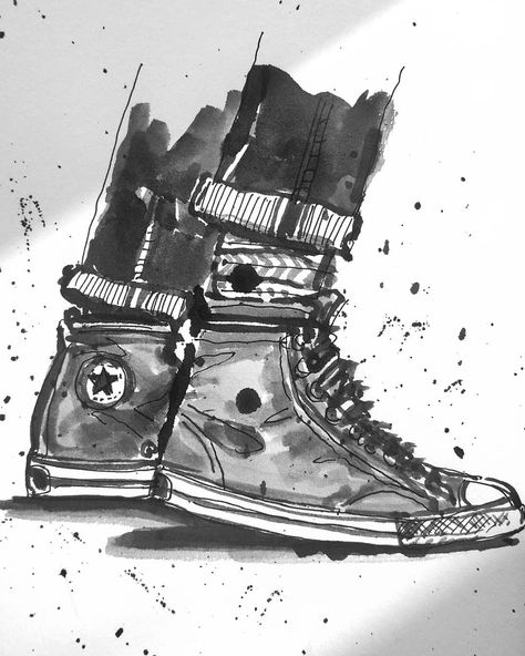 walk  #inktober #walk #converse #ink #blackandwhite #illustration #sketch #drawing #doodling Converse Drawing Sketch, How To Draw Converse, Converse Drawing Reference, Drawn Converse, Converse Sketch, Converse Illustration, Converse Shoes Drawing, Converse Story, Walking Drawing