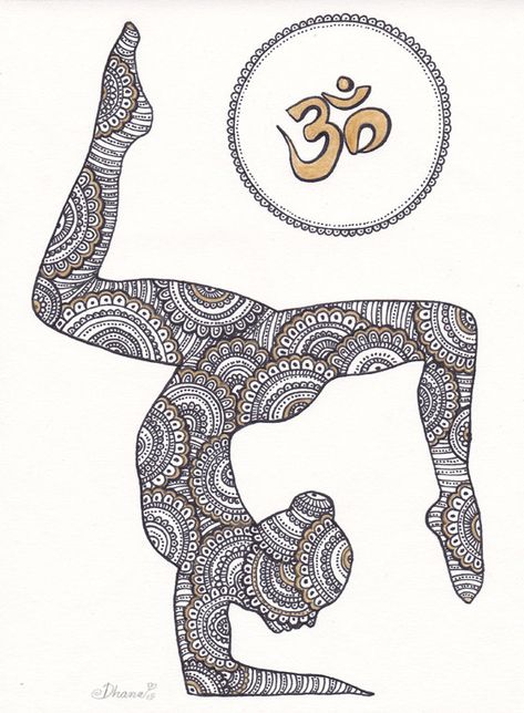 Golden Om Symbol Paisley Zentangle Painting Yoga by DHANAdesign Om Symbol Painting, Zentangle Painting, Silhouette Yoga, Yoga Art Painting, Studio Wall Decor, Yoga Painting, Yoga Drawing, Arte Yoga, Yoga Mandala