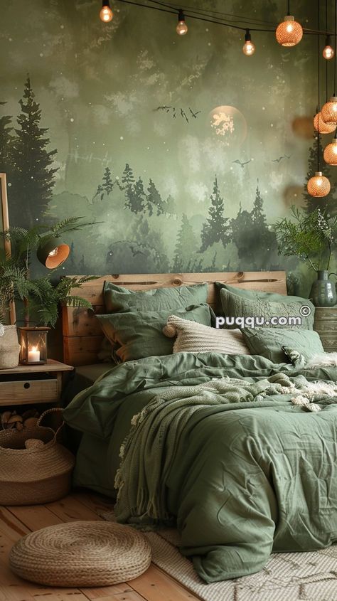 Woodsy Bedroom, Bedrooms Decorations, Bedroom Ideas Small Spaces, Forest Themed Bedroom, Aesthetics Bedroom, Bedroom Inspirations For Small Rooms, Small Spaces Bedroom, Themed Bedroom Ideas, Woodland Bedroom