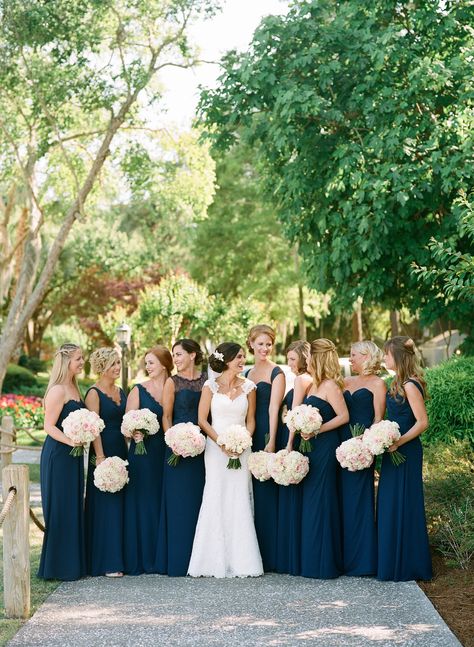 Saphire Blue Bridesmaids Dresses, Long Navy Blue Bridesmaid Dresses, Bridesmaid Dress Trends, Navy Bridesmaid Dress, Baby Blue Weddings, Trendy Bridesmaids, Navy Blue Bridesmaids, Hilton Head Island South Carolina, Dark Navy Bridesmaid Dresses