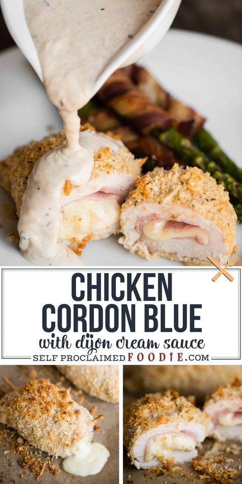 Dijon Cream Sauce, Cordon Bleu Recipe, Chicken Cordon Bleu Recipe, Chicken Breast Recipes Easy, Chicken Cordon, Chicken Cordon Bleu, Tater Tots, Boneless Skinless Chicken, Chicken Dishes Recipes