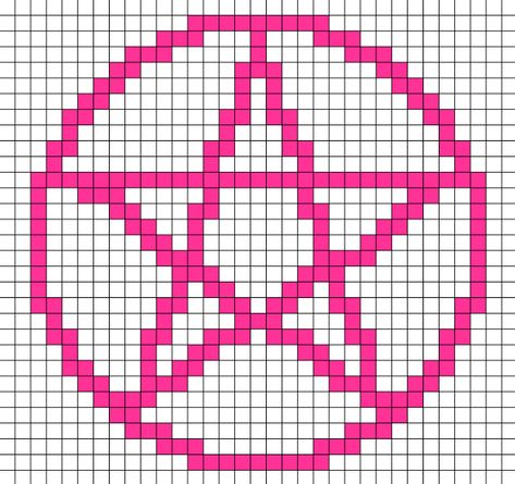 Pentagram Cross Stitch Pattern, Pentagram Perler Beads, Pixel Pentagram, Minecraft Pentagram, Pentagram Pixel Art, Star Perler Bead Patterns, Goth Pixel Art, Star Pixel Art, Pink Pentagram