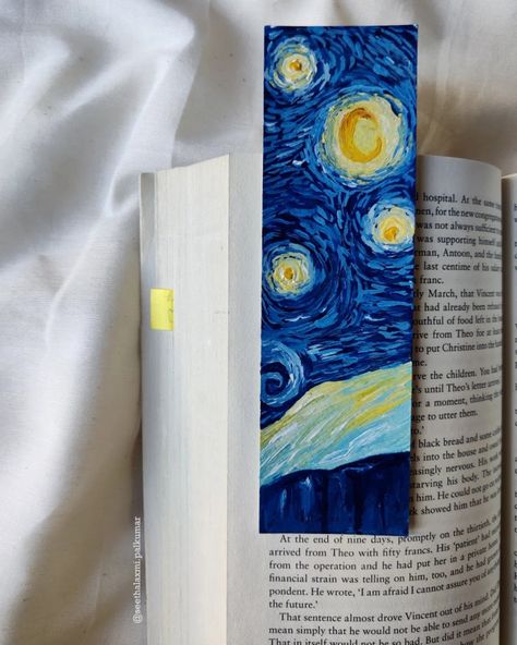 Starry Night Bookmark, Pinting Ideas, Bookmarks Crochet, Bookmark Crochet Tutorial, Bookmark Easy, Bookmark Crochet, Handmade Bookmarks Diy, Vintage Bookmarks, Easy Patterns