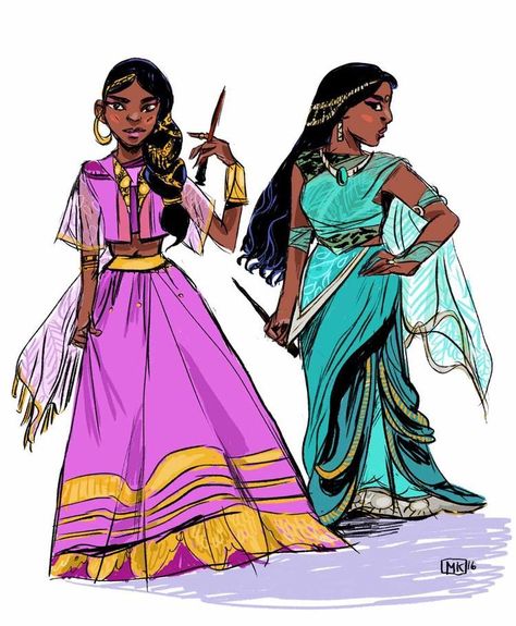 Patil Twins Yule Ball, Yule Ball Fanart, Patil Twins, Padma Patil, Parvati Patil, Harry Potter Yule Ball, Yule Ball Dress, The Yule Ball, Desi Art