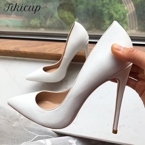 Prom Shoes High Heels, Women Classic Style, White Stiletto Heels, White Pumps Heels, White Shoes Heels, White Stilettos, High Heel Dress Shoes, Red Bottom Shoes, Shoes Elegant