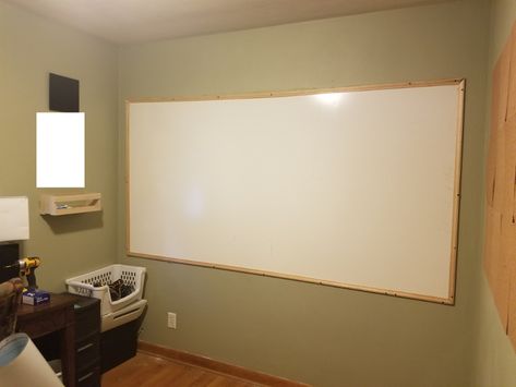 Diy White Board Ideas, Homeschool Room With Whiteboard, Diy Large Whiteboard, Large Dry Erase Board, Whiteboard Diy How To Make, Giant Whiteboard Ideas, Diy Magnetic Whiteboard Wall, White Board Alternative, Diy White Board Calendar