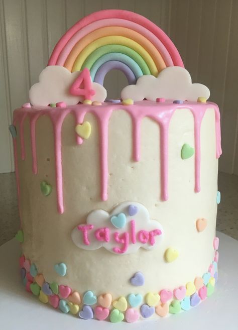 Kids Cakes, Rainbow Cloud, Rainbow Cake, Kids Cake, Cake Ideas, Butter Cream, Cake Recipes, Birthday Cake, Rainbow