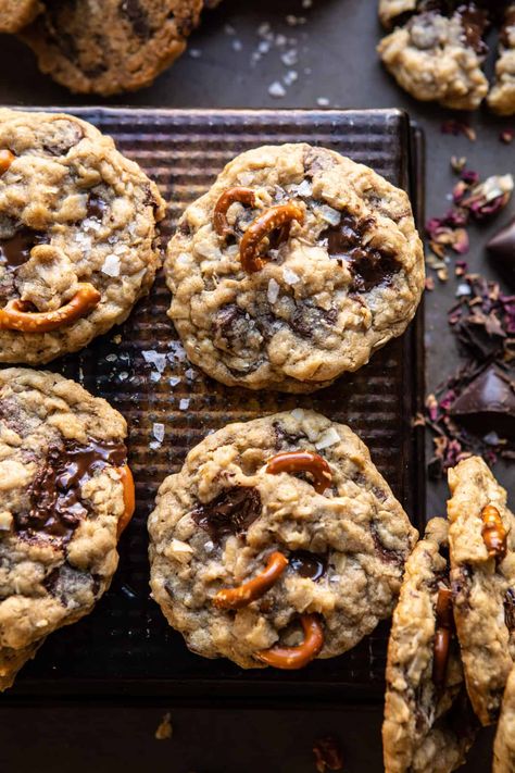 Basic Chocolate Chip Cookies, Half Baked Harvest Recipes, Pretzel Cookies, Salted Pretzel, Cowboy Cookies, Party Cookies, Chocolate Crunch, Harvest Recipes, Cookies Chocolate