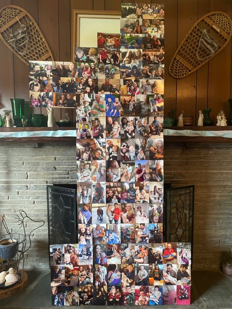 One Year Photo Collage, 90th Birthday Party Decorations, Picture Display Wall, Cut Out Pictures, Picture Board, First Birthday Pictures, Football Birthday Party, First Year Photos, 90's Birthday Party